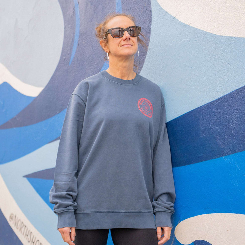 Northshore Checkered Crew- Washed Denim | Northshore Surf Shop | - Northshore Newquay - Surf/Skate Shop