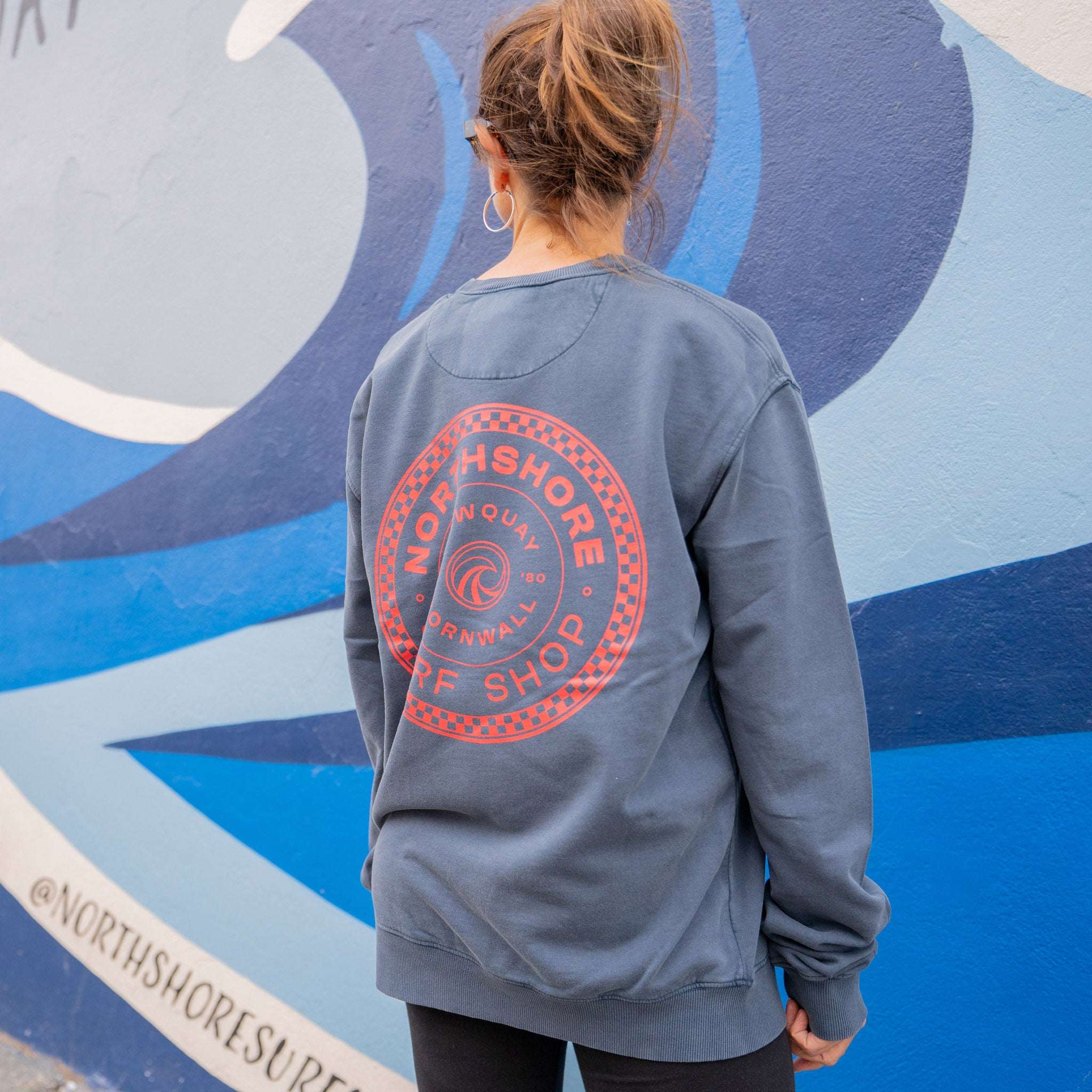 Northshore Checkered Crew- Washed Denim | Northshore Surf Shop | - Northshore Newquay - Surf/Skate Shop
