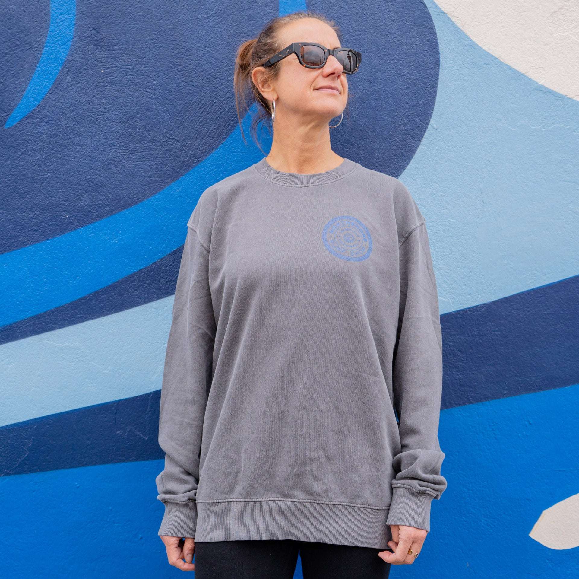 Northshore Checkered Crew- Washed Grey | Northshore Surf Shop | - Northshore Newquay - Surf/Skate Shop