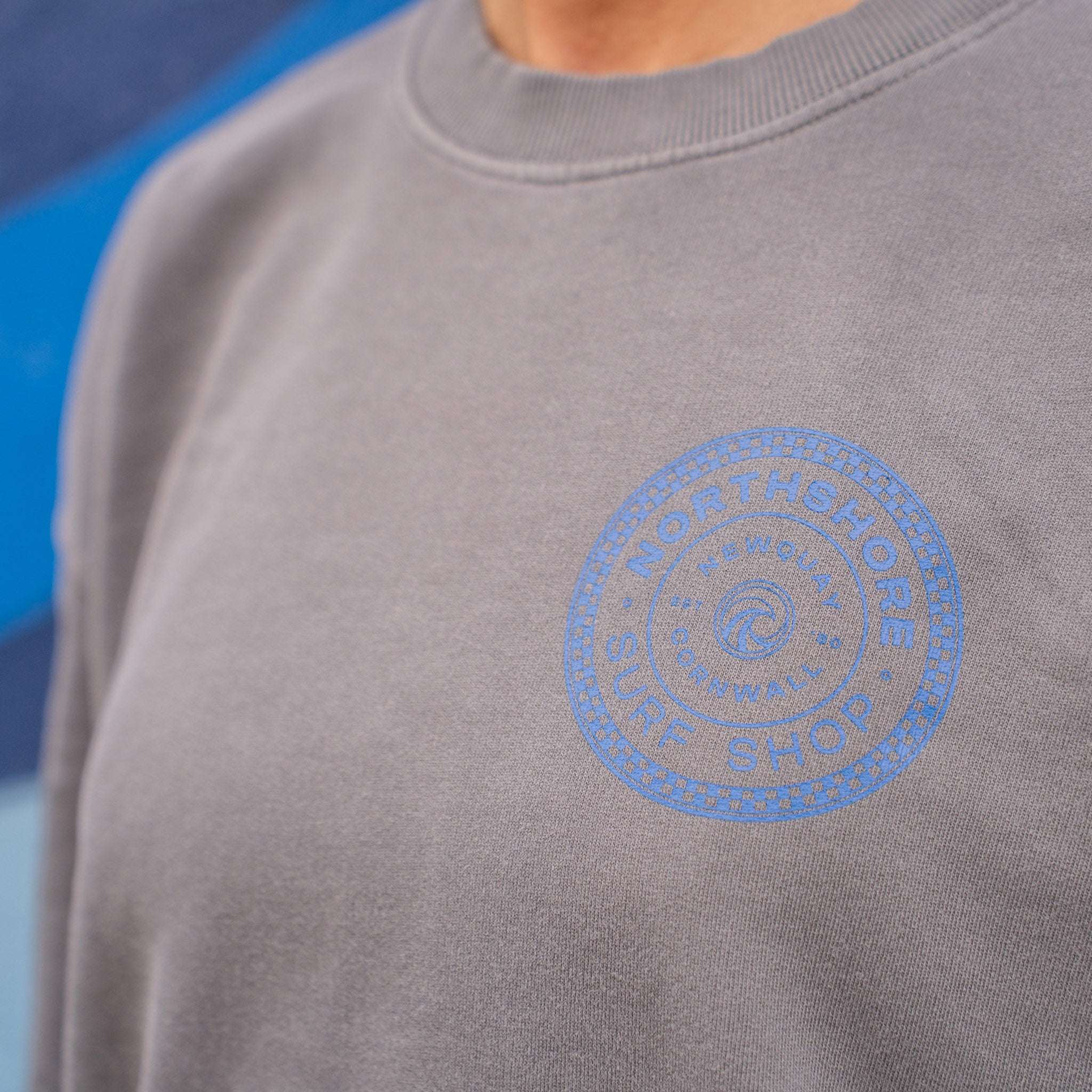 Northshore Checkered Crew- Washed Grey | Northshore Surf Shop | - Northshore Newquay - Surf/Skate Shop