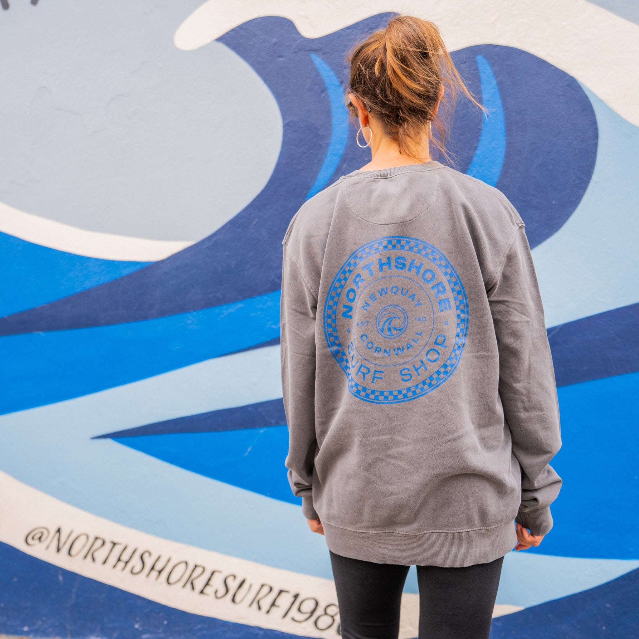 Northshore Checkered Crew- Washed Grey | Northshore Surf Shop | - Northshore Newquay - Surf/Skate Shop