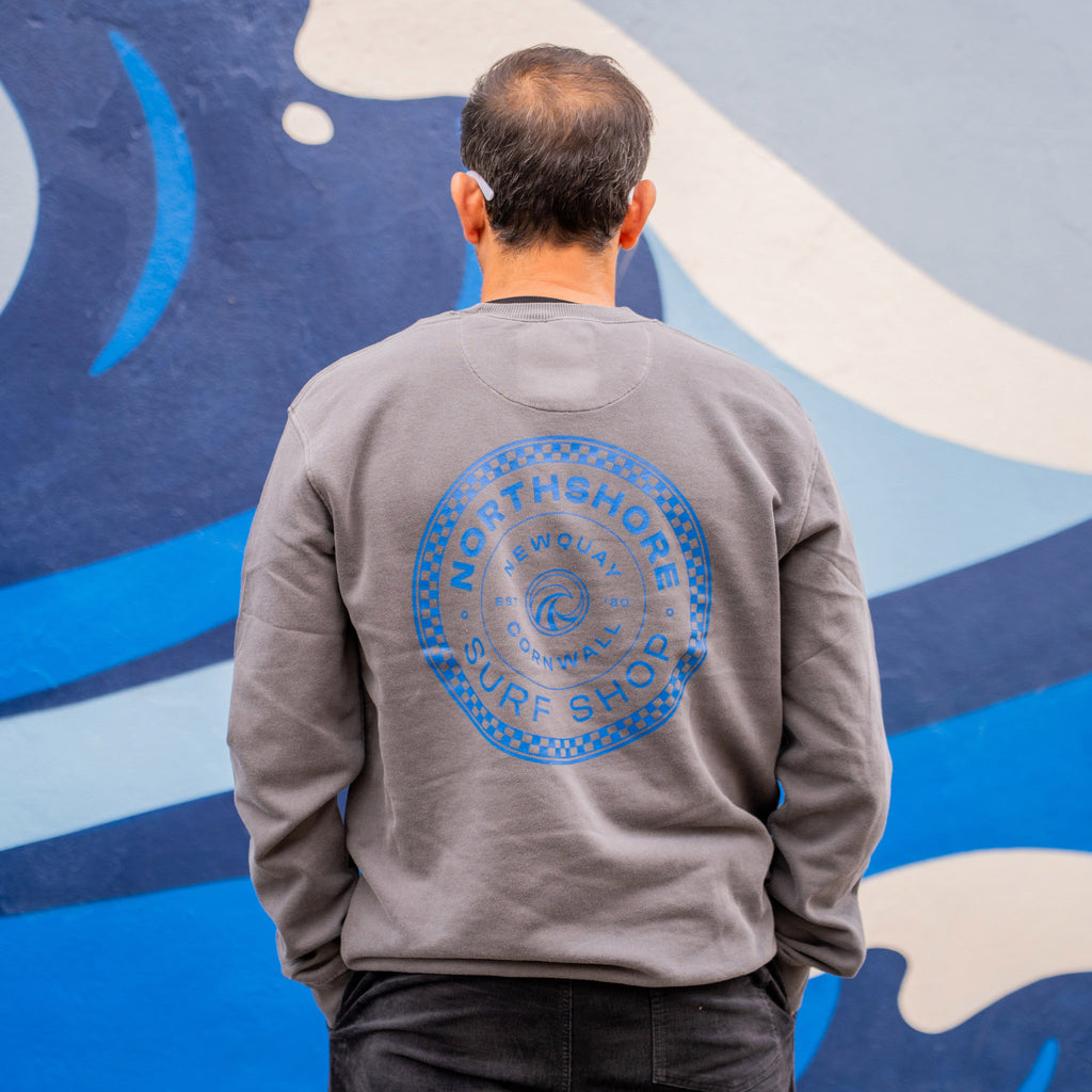 Northshore Checkered Crew- Washed Grey