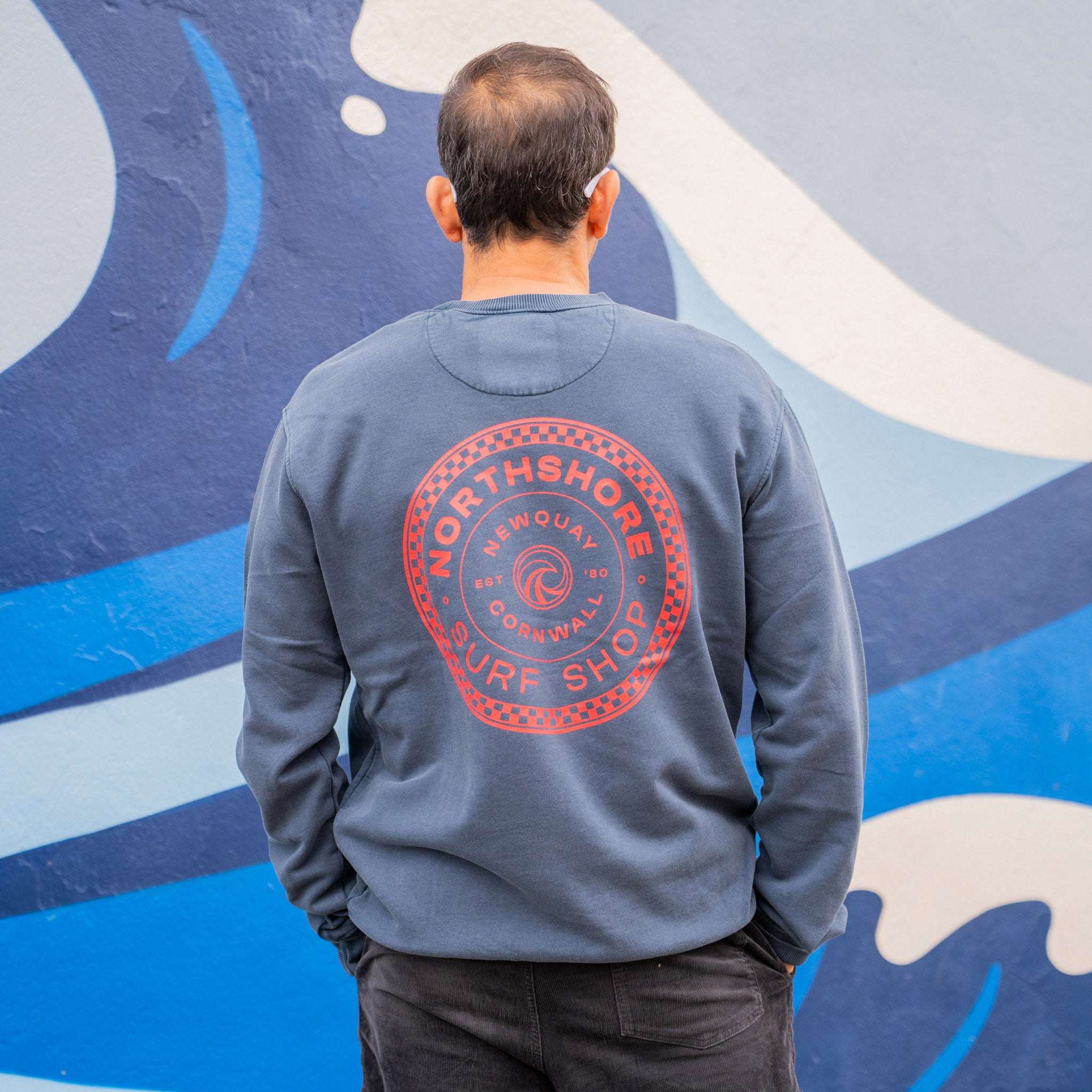 Northshore Checkered Crew- Washed Denim | Northshore Surf Shop | - Northshore Newquay - Surf/Skate Shop