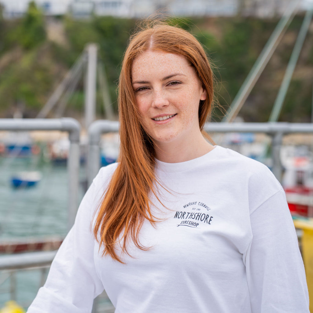 Classic Logo LS T Shirt |White | Northshore Surf Shop | Long Sleeve T Shirt - Northshore Newquay - Surf/Skate Shop