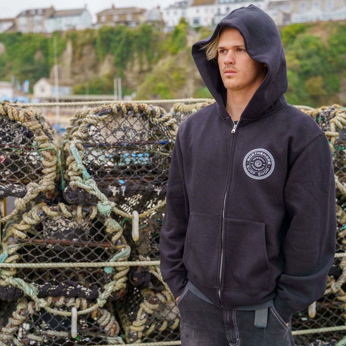 Northshore Checkered Heavy Weight Zip Hood - Black | Northshore Surf Shop | Hooded Sweatshirt - Northshore Newquay - Surf/Skate Shop