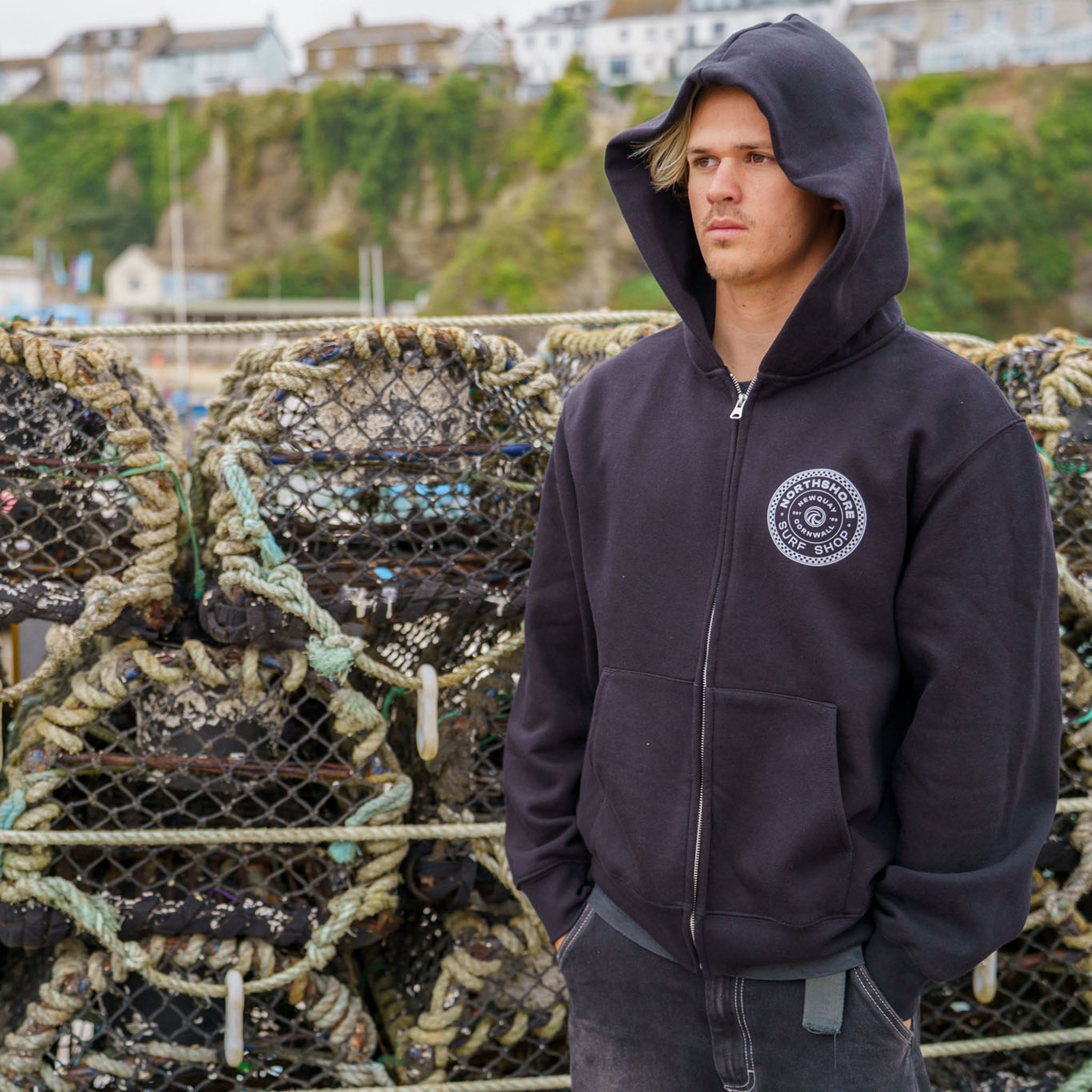 Northshore Checkered Heavy Weight Zip Hood - Black | Northshore Surf Shop | Hooded Sweatshirt - Northshore Newquay - Surf/Skate Shop