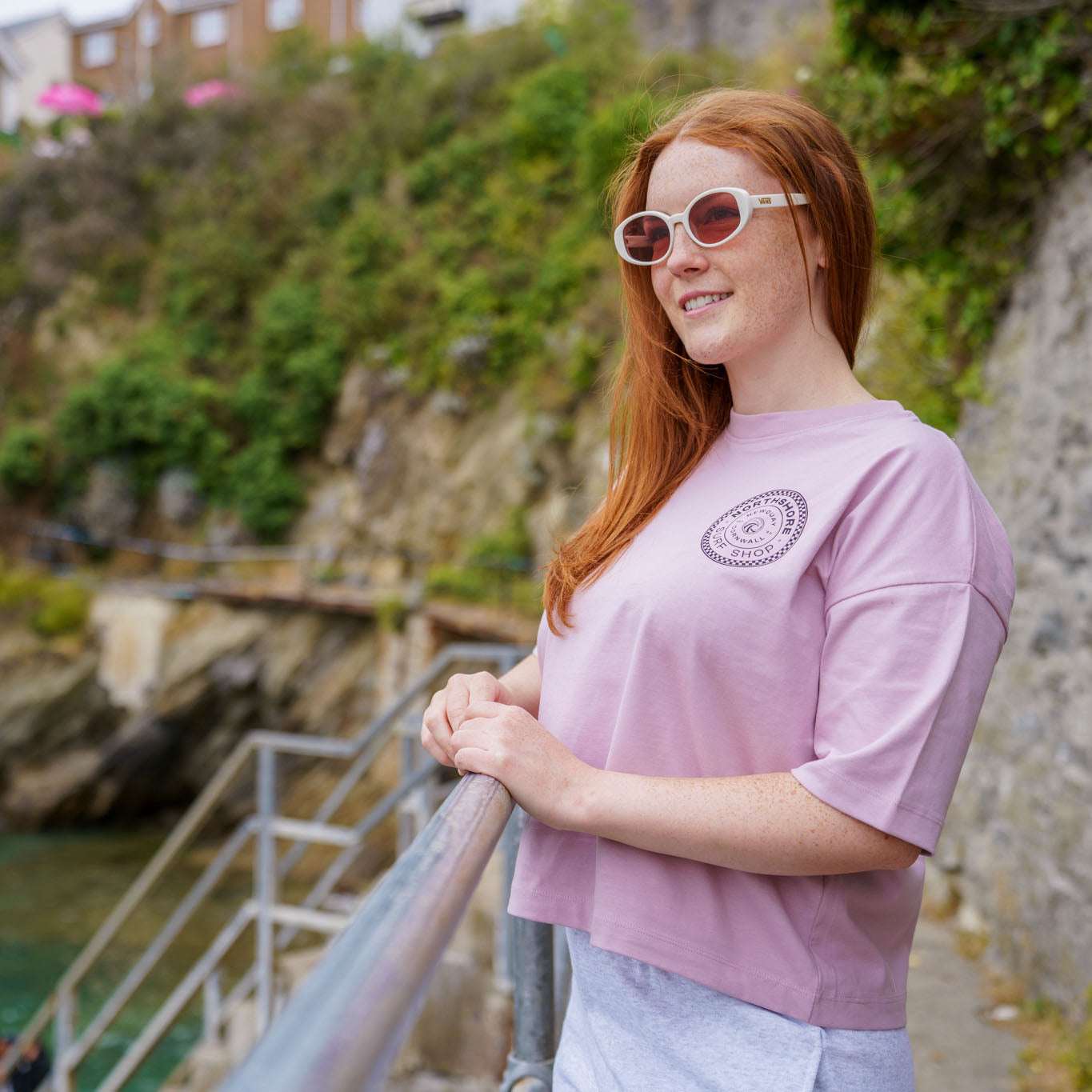 Northshore Women's Checkered logo T-Shirt-Miami Pink | Northshore Surf Shop | - Northshore Newquay - Surf/Skate Shop