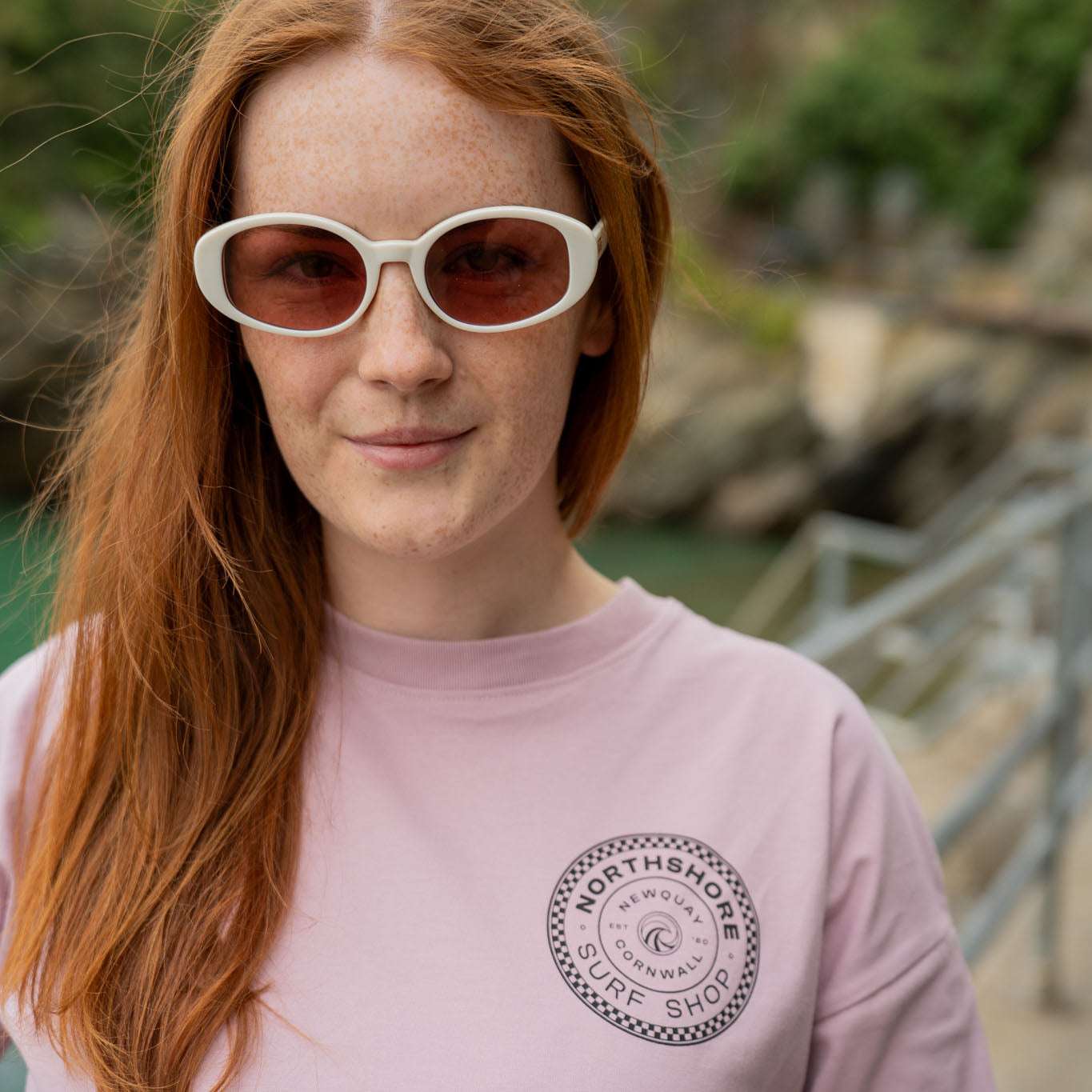 Northshore Women's Checkered logo T-Shirt-Miami Pink | Northshore Surf Shop | - Northshore Newquay - Surf/Skate Shop