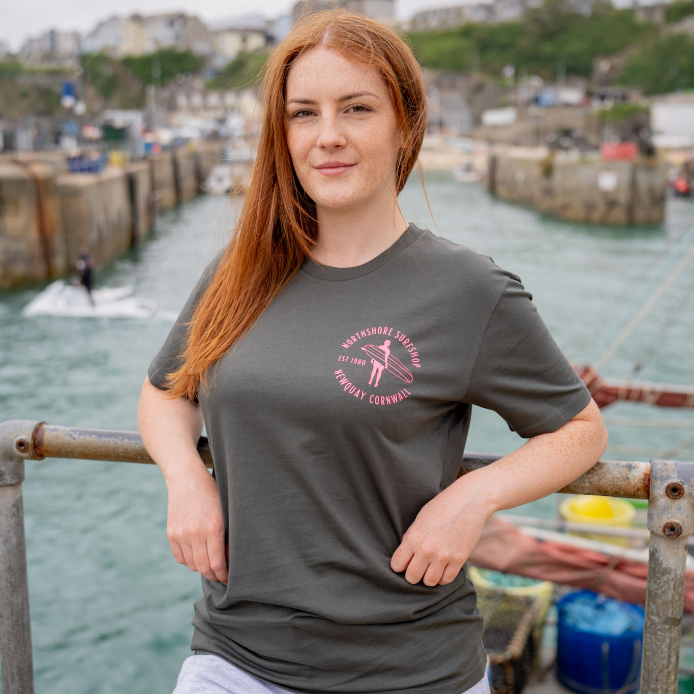 Heritage Organic Tee | Charcoal/Pink | Northshore Surf Shop | T Shirt - Northshore Newquay - Surf/Skate Shop
