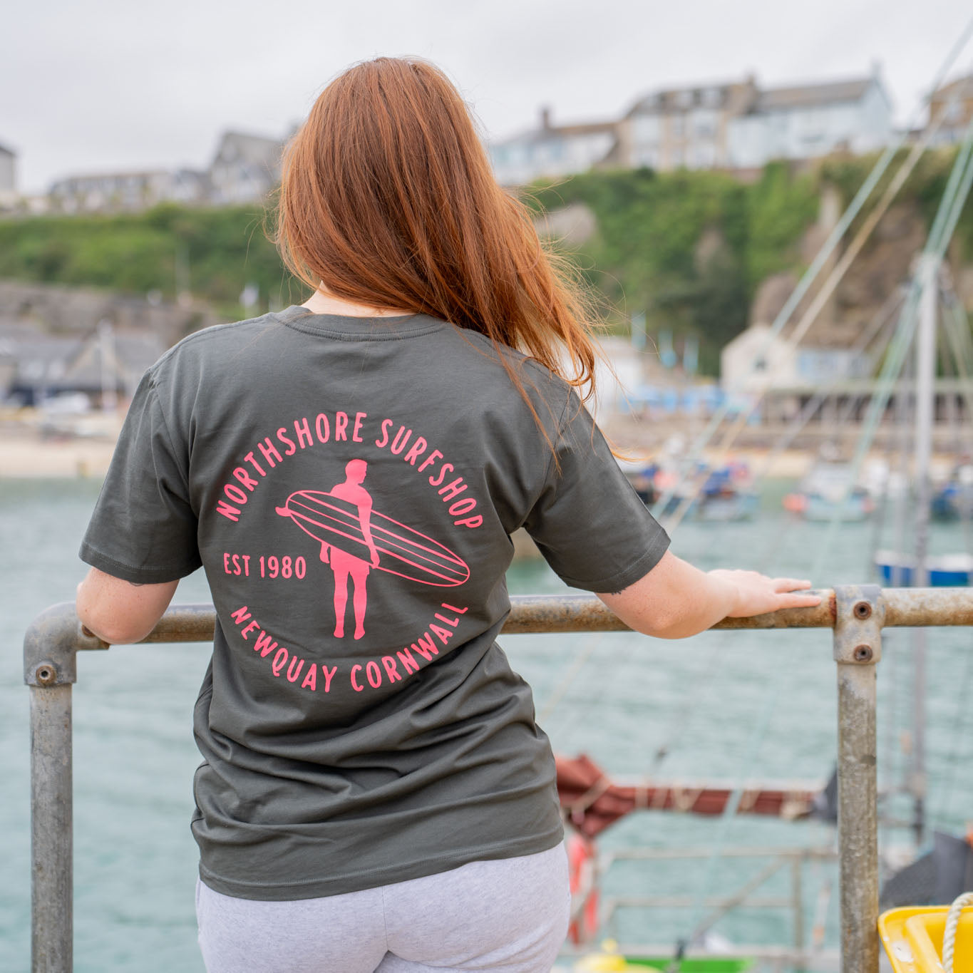 Heritage Organic Tee | Charcoal/Pink | Northshore Surf Shop | T Shirt - Northshore Newquay - Surf/Skate Shop