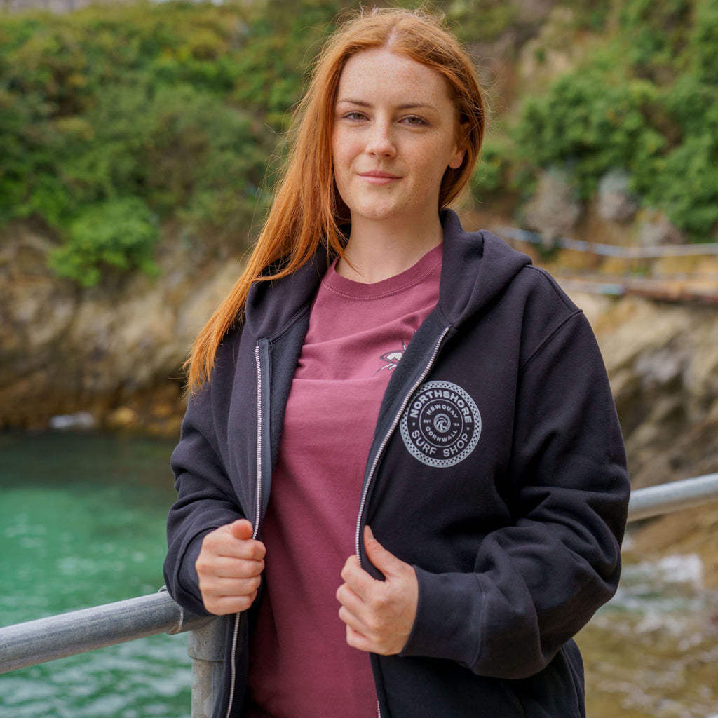 Northshore Checkered Heavy Weight Zip Hood - Black | Northshore Surf Shop | Hooded Sweatshirt - Northshore Newquay - Surf/Skate Shop