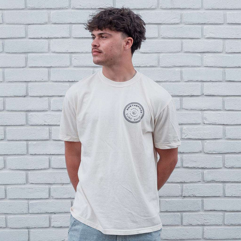 Checkered T-Shirt - Bone | Northshore Surf Shop | T Shirt - Northshore Newquay - Surf/Skate Shop