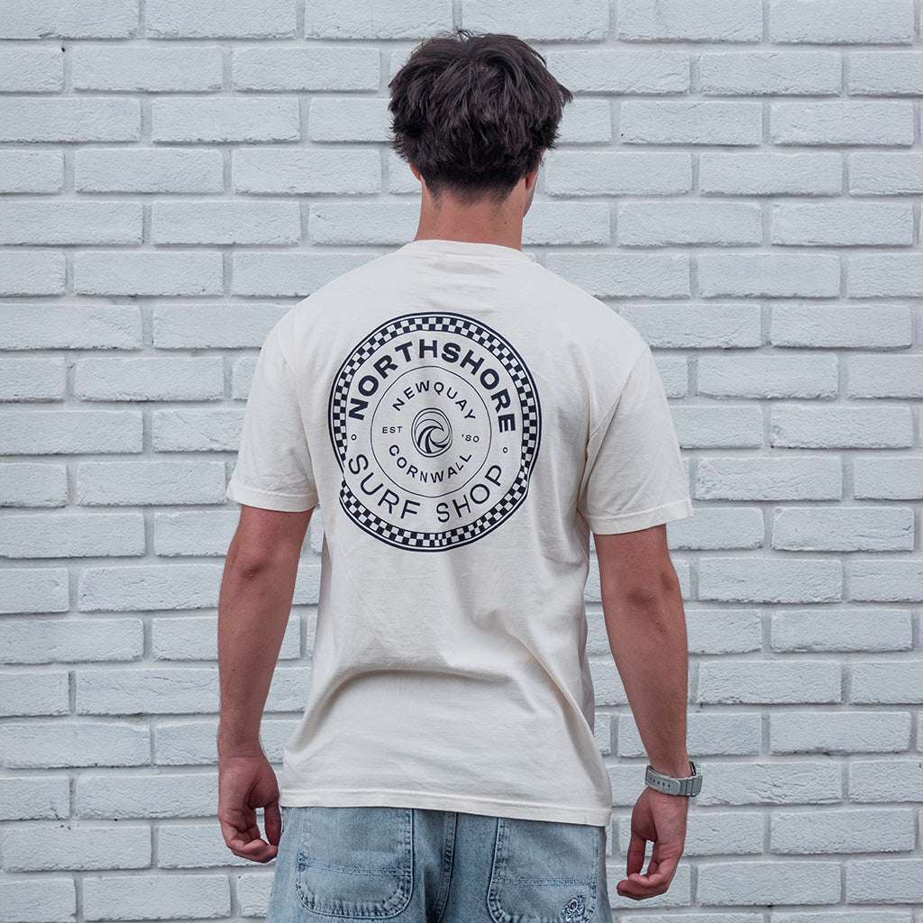 Checkered T-Shirt - Ivory | Northshore Surf Shop | T Shirt - Northshore Newquay - Surf/Skate Shop