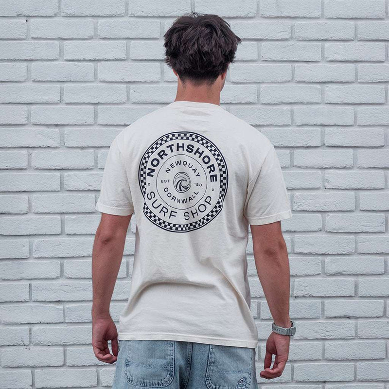 Checkered T-Shirt - Bone | Northshore Surf Shop | T Shirt - Northshore Newquay - Surf/Skate Shop
