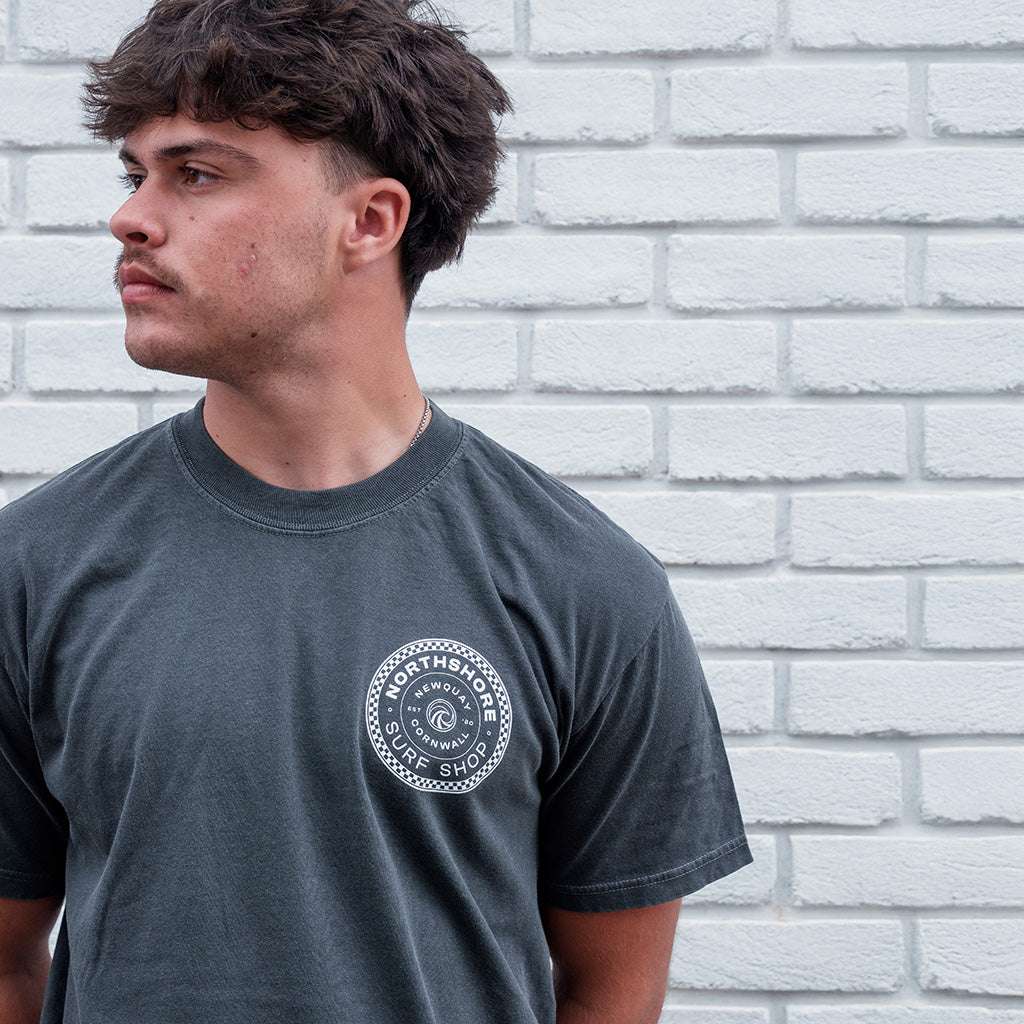 Checkered T-Shirt - Pepper | Northshore Surf Shop | T Shirt - Northshore Newquay - Surf/Skate Shop