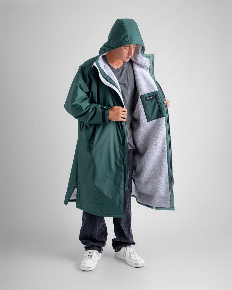DryRobe | Adult Long Sleeve - Dark Green/Nimbus Cloud | Dryrobe | Change Robe - Northshore Newquay - Surf/Skate Shop