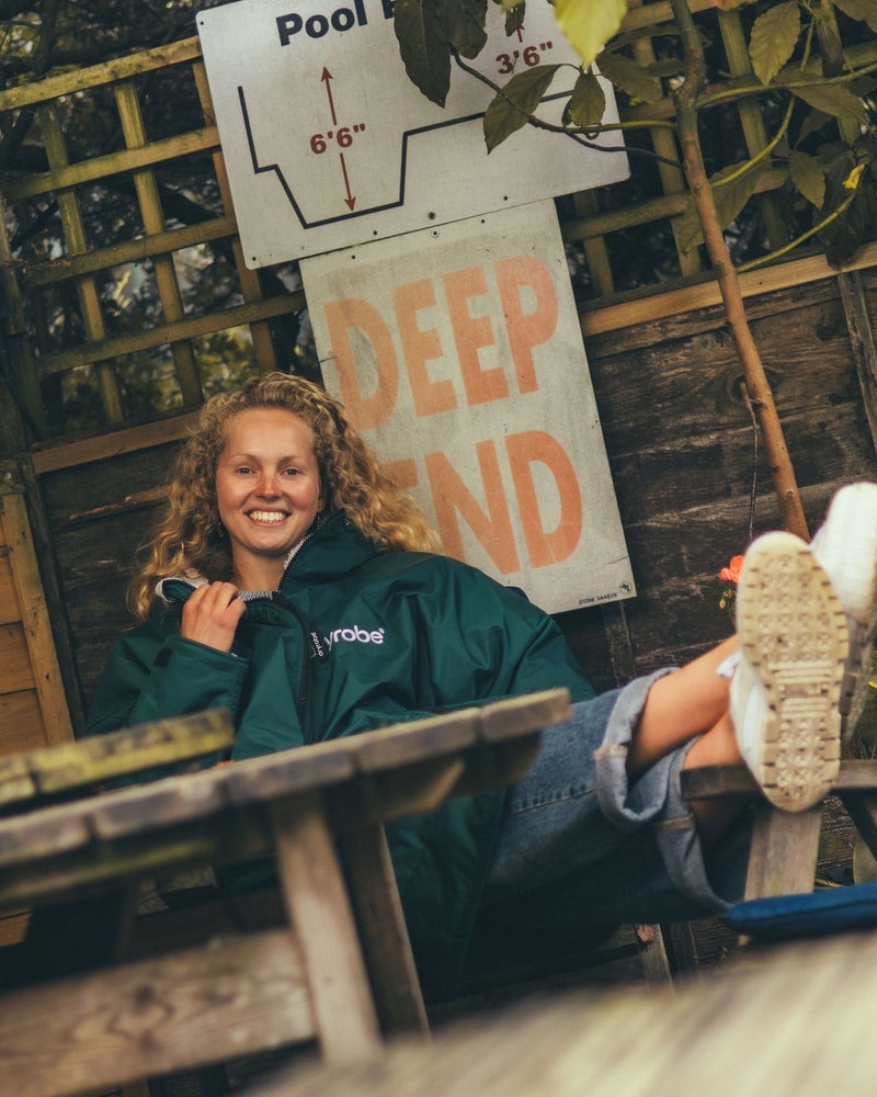 DryRobe | Adult Long Sleeve - Dark Green/Nimbus Cloud | Dryrobe | Change Robe