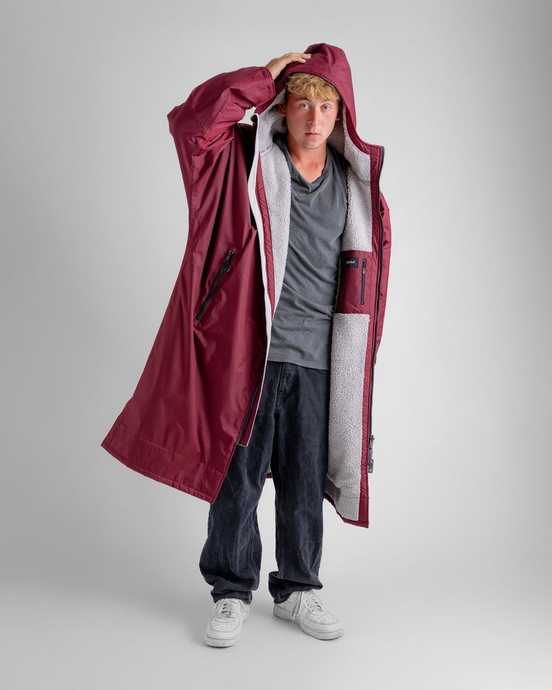 DryRobe | Adult Long Sleeve - burgundy/silver grey | Dryrobe | Change Robe