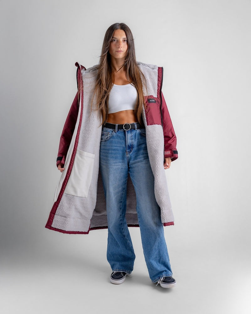 DryRobe | Adult Long Sleeve - burgundy/silver grey | Dryrobe | Change Robe - Northshore Newquay - Surf/Skate Shop