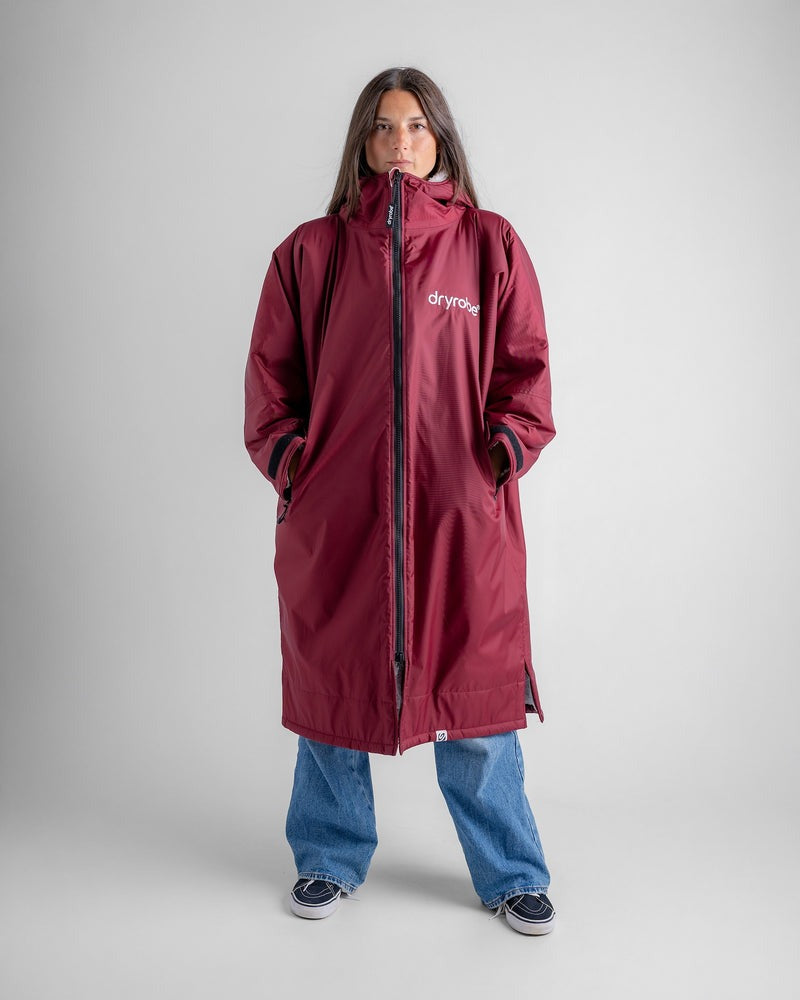 DryRobe | Adult Long Sleeve - burgundy/silver grey | Dryrobe | Change Robe