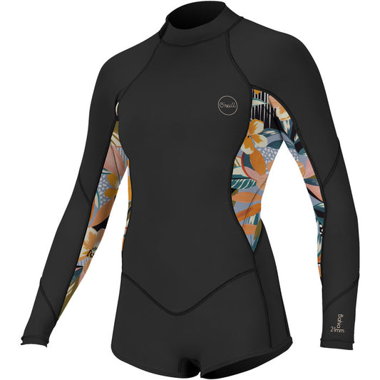 O’Neill Girls Bahia L/S Short Leg Spring Wetsuit - Black / Demi Floral | O’neill |