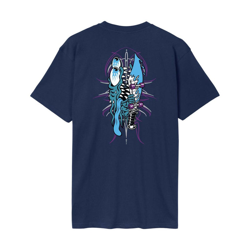 Santa Cruz Meek Pinstripe Slasher T-Shirt-Midnight Blue | Santa Cruz | - Northshore Newquay - Surf/Skate Shop