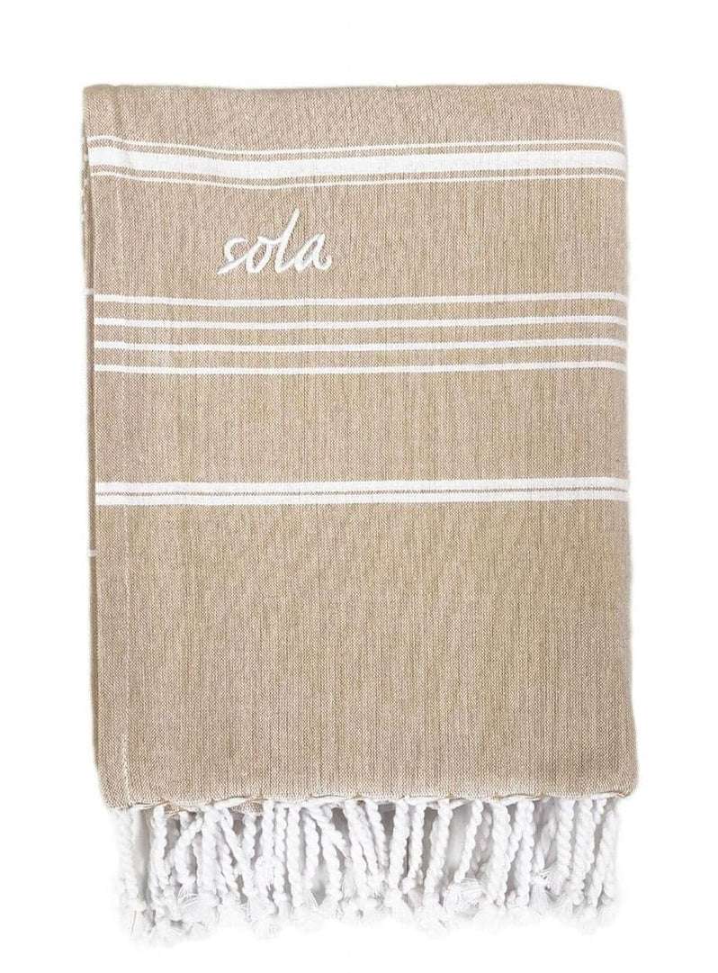 Sola Fouta Cotton Beach Towel Biscuit | Sola | Beach Towel - Northshore Newquay - Surf/Skate Shop