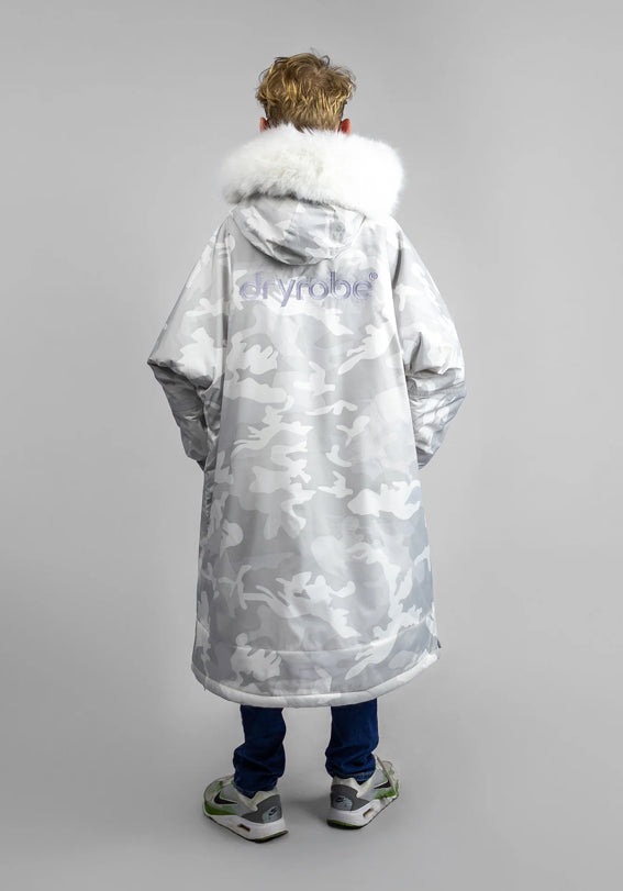 Dryrobe Alpine White Camo Advance kids long sleeve Changing Robe | Dryrobe | Dryrobe - Northshore Newquay - Surf/Skate Shop