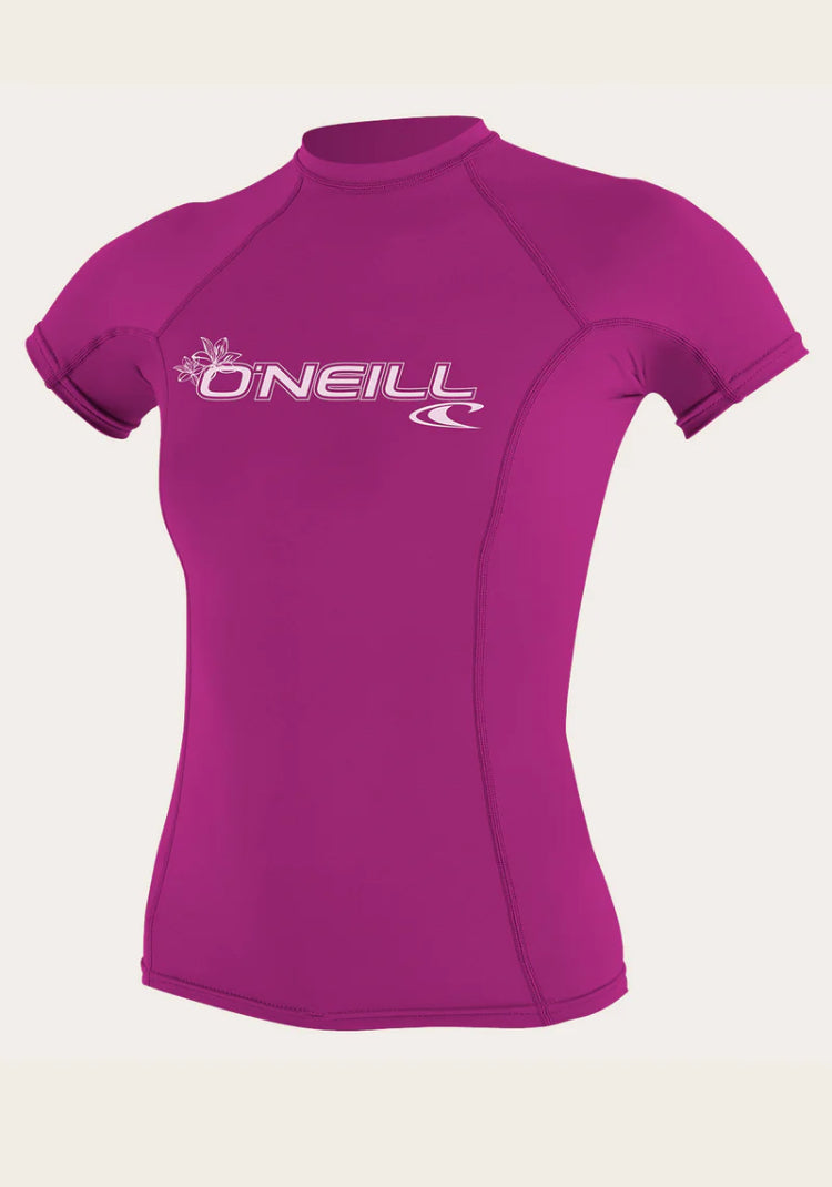 O’Neill WOMEN'S BASIC 50+ S/S RASH GUARD - fox pink | O’neill | Rash Vest - Northshore Newquay - Surf/Skate Shop