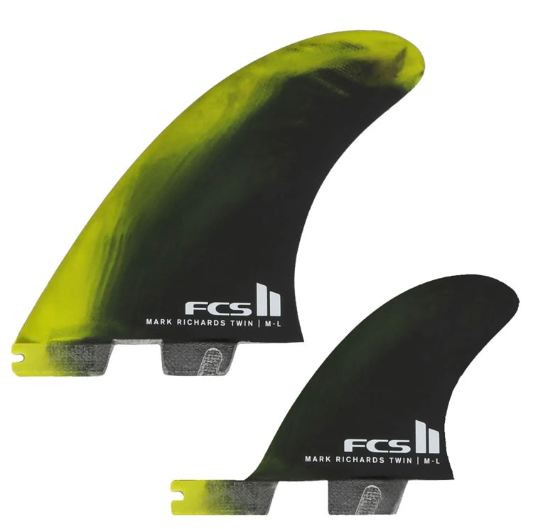 FCS2 MR PC Twin Fin + Stabiliser Surfboard Fins Black Green | FCS | Twin Fins