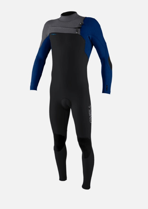 O’NEILL KIDS HYPERFREAK 5/4MM CHEST ZIP FULL WETSUIT - Tempered Steel / Twighlight Blue