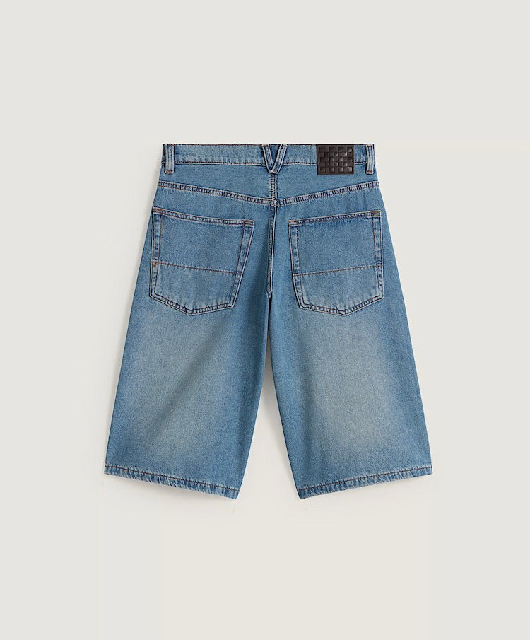 Vans Cinched Check 5 Baggy Shorts-Stone Wash/Blue | Vans | Womens Shorts - Northshore Newquay - Surf/Skate Shop