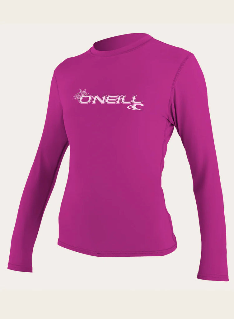 O’Neill WOMEN'S BASIC 50+ L/S SUN SHIRT - fox pink | O’neill | Rash Vest - Northshore Newquay - Surf/Skate Shop
