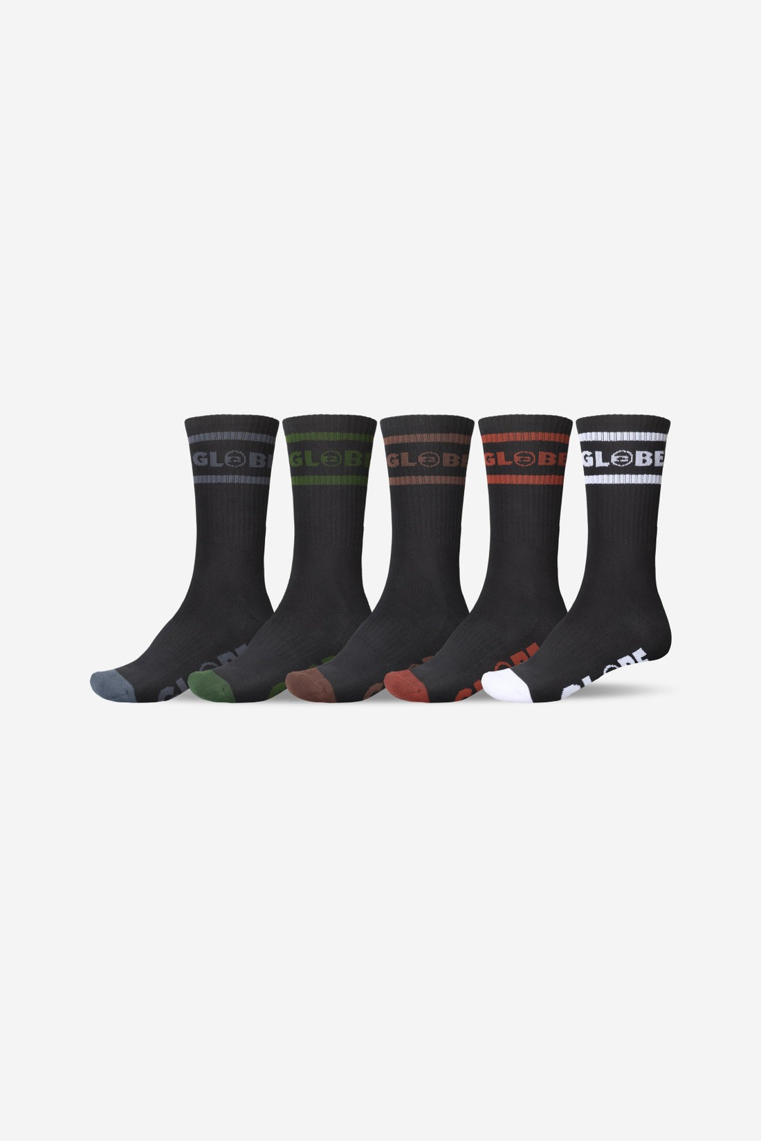 Globe Tilt Hi Crew Sock 5 Pack - Black/Assorted | Globe | socks