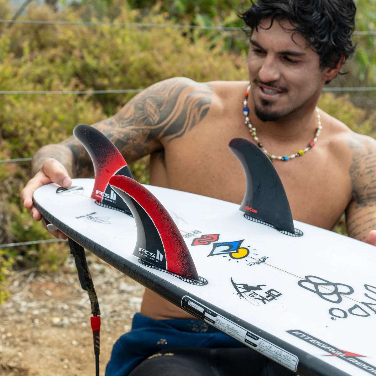 FCS II MEDINA TRI FIN SET ( Black / Red ) | FCS | Surfboard Fins.