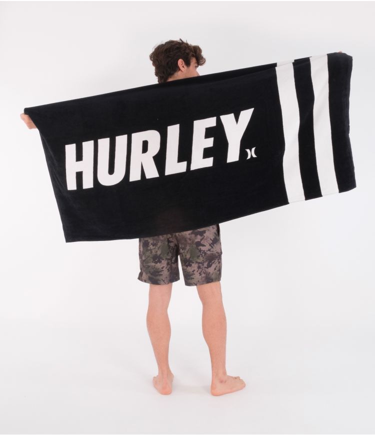 HURLEY FASTLANE 2 STRIPE TOWEL Black stripe | Hurley | Beach Towel - Northshore Newquay - Surf/Skate Shop