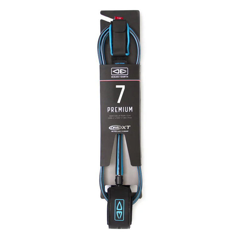 Ocean & Earth Premium Xt 7ft Leash Black Blue | Ocean & Earth | - Northshore Newquay - Surf/Skate Shop