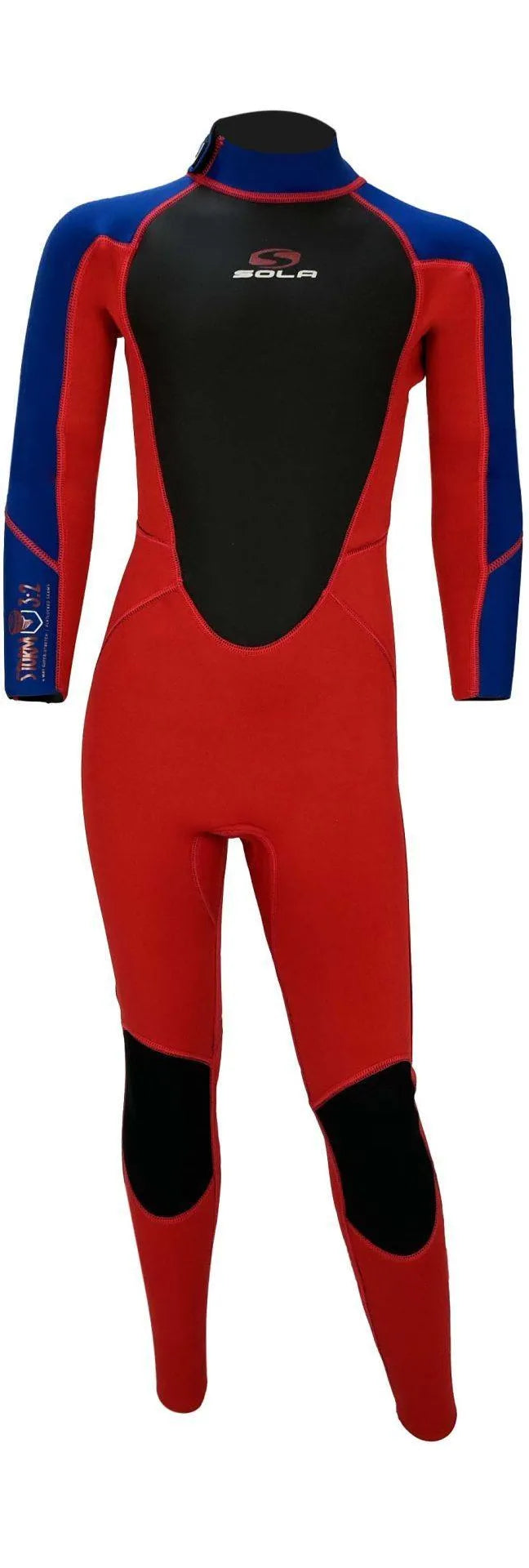 Sola Storm 3/2 back zip Youth Fullsuit - red/blue | Sola |