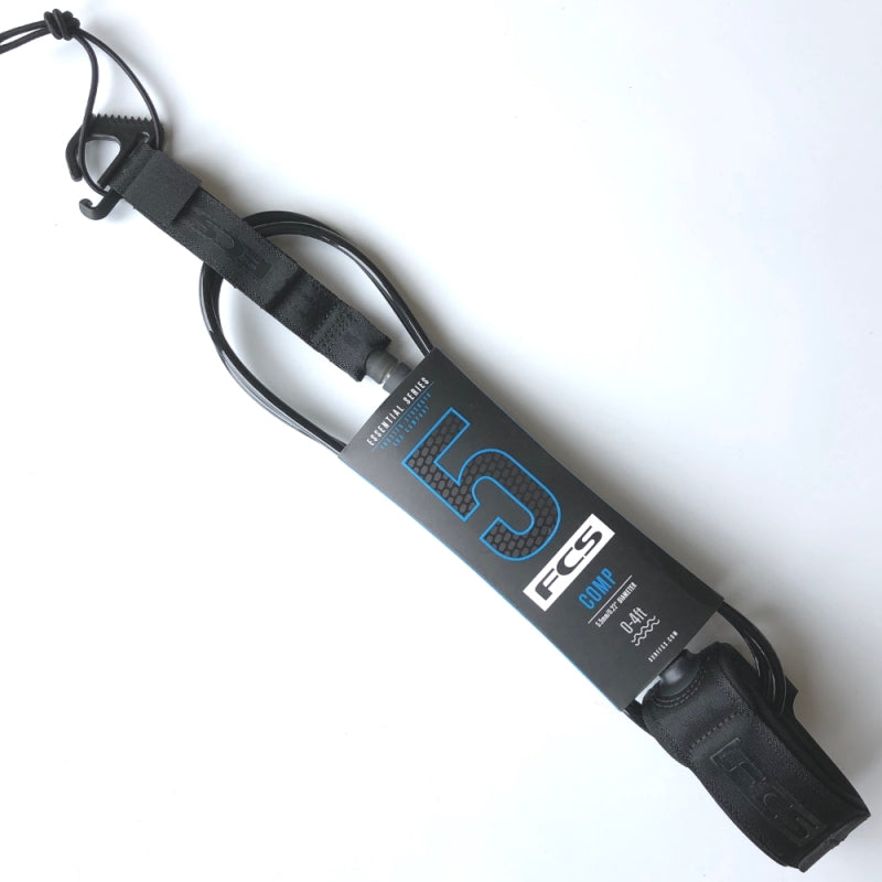 FCS ESSENTIAL 5’ COMP SURFBOARD LEASH Black (small cuff) | FCS | Comp leash - Northshore Newquay - Surf/Skate Shop