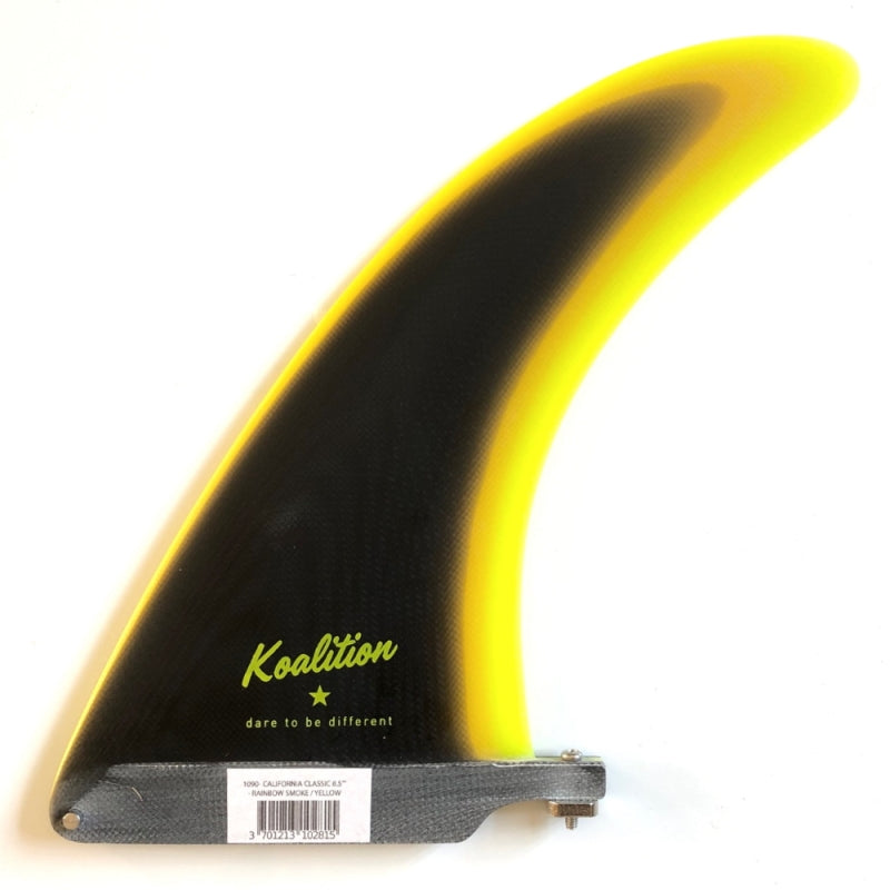 KOALITION California Classic Single Fins Rainbow smoke yellow 8” | Koalition | Fin - Northshore Newquay - Surf/Skate Shop
