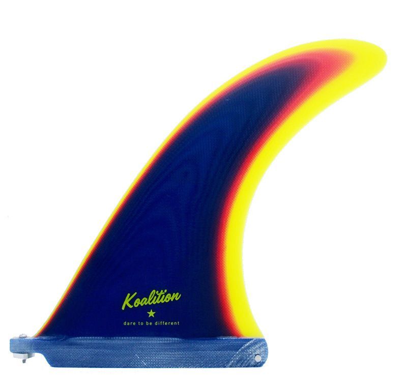 KOALITION California Classic Single Fins Rainbow blue yellow 8” | Koalition | Fin - Northshore Newquay - Surf/Skate Shop