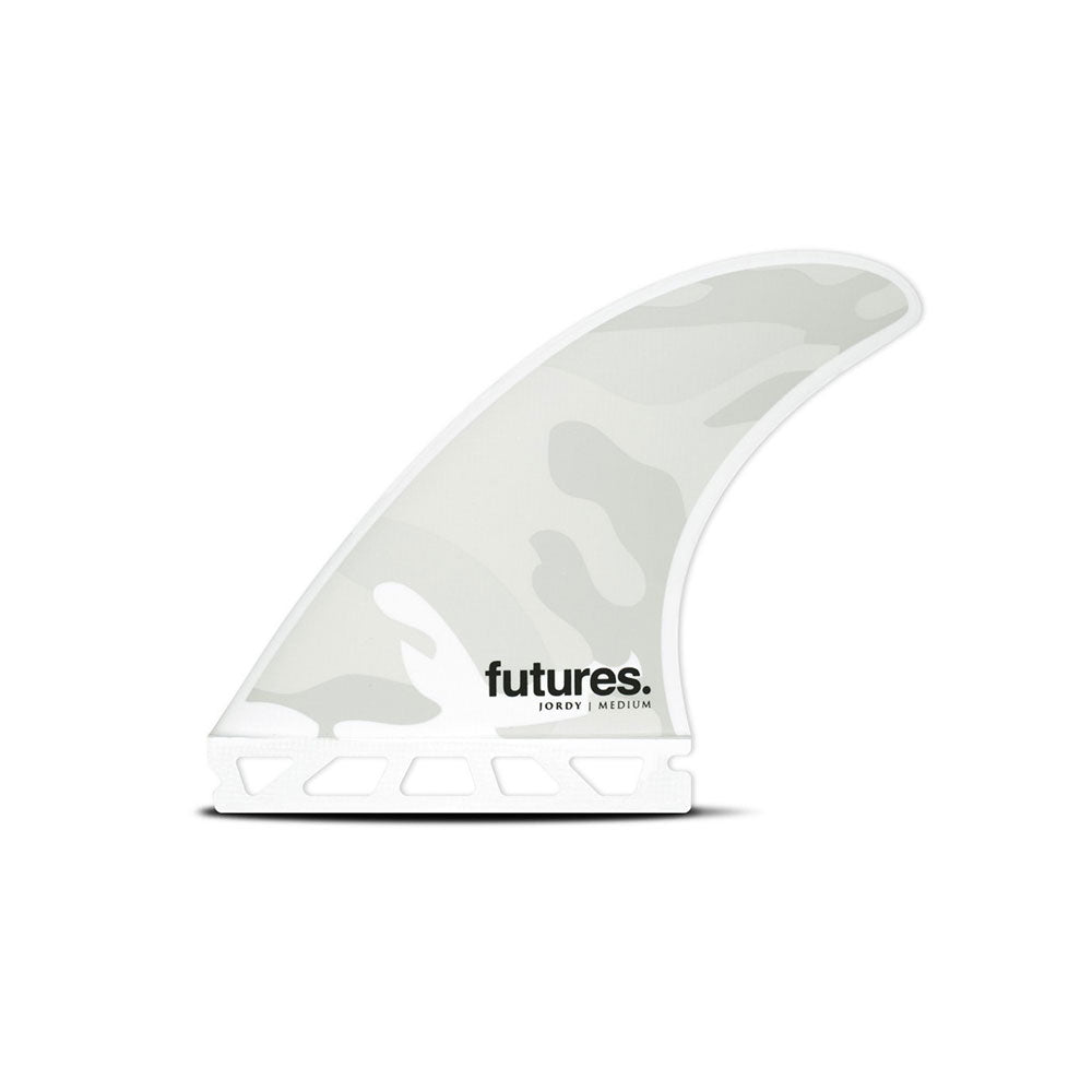 Jordy Signature Honeycomb Surfboard Fins Size Large White Camo | Futures | Thruster
