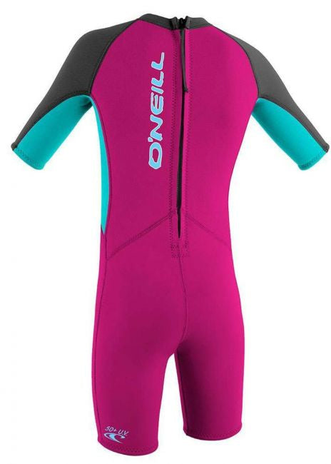 O’NEILL TODDLER REACTOR 2MM BACK ZIP SHORTY WETSUIT (Berry/Aqua) | O’neill | Summer Wetsuit