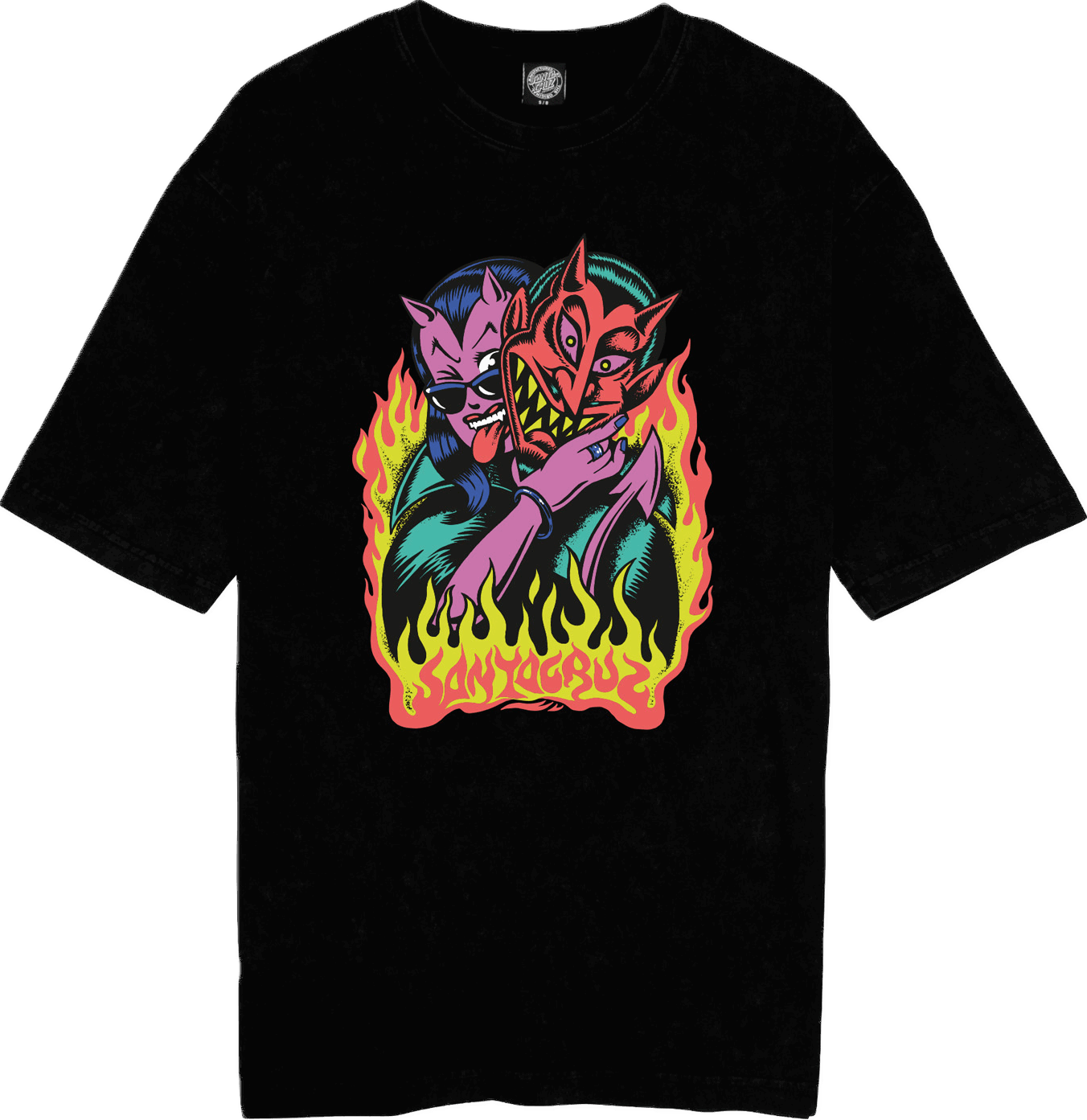 Santa Cruz Women’s Delfino Devil Mask Front oversized T-shirt (Blk) | Santa Cruz | T-shirt