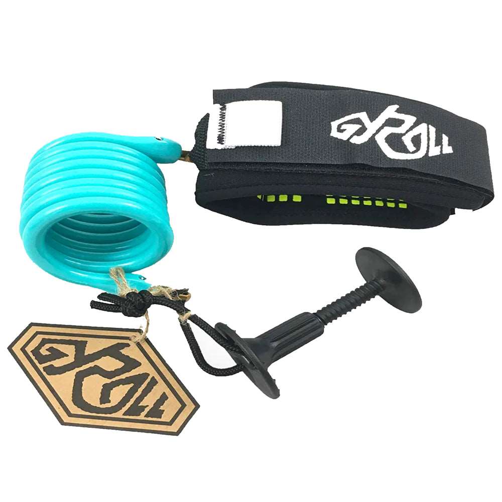 Gyroll bodyboard coiled leash Blue | Gyroll | Bodyboard Leash - Northshore Newquay - Surf/Skate Shop