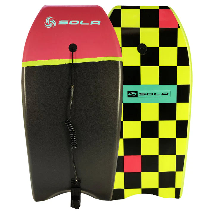 Sola Revolver 45” Bodyboard Black Pink Green Square | Sola | Bodyboard - Northshore Newquay - Surf/Skate Shop