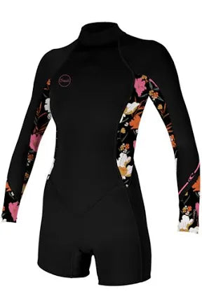 O'Neill Ladies Bahia Long Sleeve Shorty 2/1mm Wetsuit - Black / Bluemchen | O’neill |