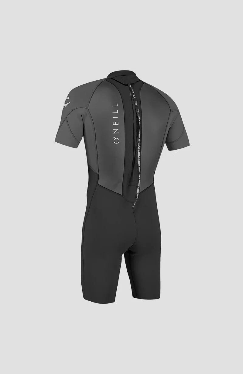 O’NEILL MENS REACTOR 2MM BACK ZIP SHORTY WETSUIT | BLACK / GRAPHITE | O’neill | Summer Wetsuit - Northshore Newquay - Surf/Skate Shop