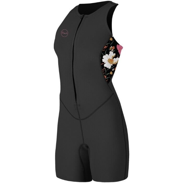 O'Neill Ladies Bahia 1.5mm Sleeveless Front Zip Shorty Wetsuit - Black / Bluemchen | O’neill | - Northshore Newquay - Surf/Skate Shop