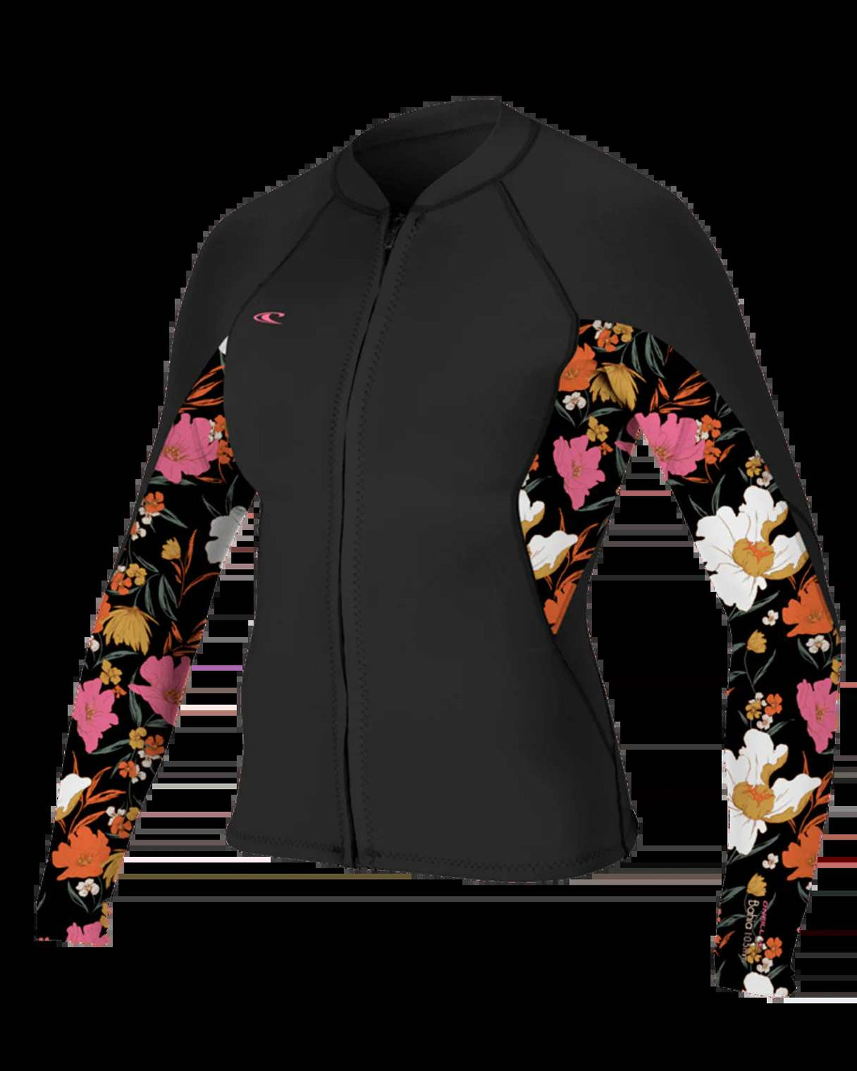 O'NEILL WOMENS BAHIA 1.5MM FRONT-ZIP WETSUIT JACKET BLACK / BLUMCHEN | O’neill | - Northshore Newquay - Surf/Skate Shop